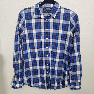 Banana Republic Shirt Small Soft Wash Blue White Plaid Button Down  Cotton Blend